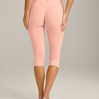 SoftMotion™ High Waisted Capri Leggings with Grey Logo | Peach Orange