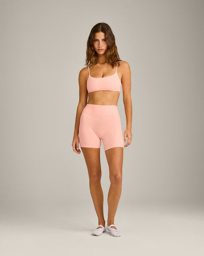 SoftMotion™ High Waisted Shorts 6" with Grey Logo | Peach Orange