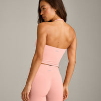 SoftMotion™ Strappy Halter Neck Mid Vest with Built in Bra Shelf with Grey Logo | Peach Orange