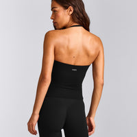 SoftMotion™ Strappy Halter Neck Tank Top with Built in Bra Shelf | Black
