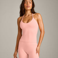SoftMotion™ Strappy Halter Neck Vest with Built in Bra Shelf with Grey Logo | Peach Orange