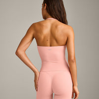 SoftMotion™ Strappy Halter Neck Vest with Built in Bra Shelf with Grey Logo | Peach Orange
