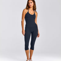 SoftMotion™ Strappy Halter Neck Tank Top with Built in Bra Shelf | True Blue