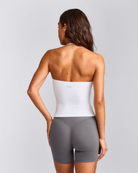 SoftMotion™ Strappy Halter Neck Tank Top with Built in Bra Shelf | White