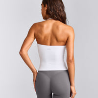 SoftMotion™ Strappy Halter Neck Tank Top with Built in Bra Shelf | White
