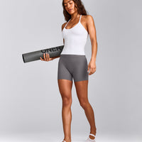 SoftMotion™ Strappy Halter Neck Tank Top with Built in Bra Shelf | White