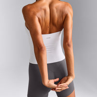 SoftMotion™ Strappy Halter Neck Tank Top with Built in Bra Shelf | White