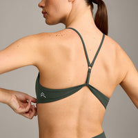 EasyLift™ Ultra Minimal Bralette with Grey Logo | Dark Khaki