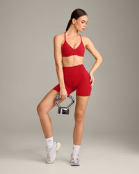 EasyLift™ Ultra Minimal Bralette with Grey Logo | Fiery Red