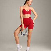 EasyLift™ Ultra Minimal Bralette with Grey Logo | Fiery Red