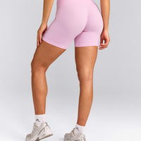 EffortlessLift™ Seamless Shorts with Gray Logo | Chalk Pink