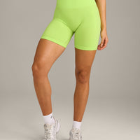 EffortlessLift™ Seamless Shorts with Grey Logo | Citrus Green