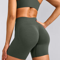 EffortlessLift™ Seamless Shorts with Gray Logo | Dark Khaki