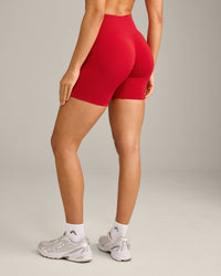 EffortlessLift™ Seamless Shorts with Grey Logo | Fiery Red