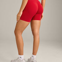 EffortlessLift™ Seamless Shorts with Grey Logo | Fiery Red