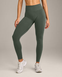 EffortlessLift™ Seamless Leggings with Grey Logo | Dark Khaki