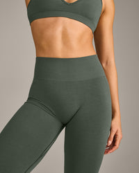 EffortlessLift™ Seamless Leggings with Grey Logo | Dark Khaki