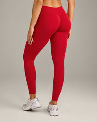 EffortlessLift™ Seamless Mid Rise Leggings with Grey Logo | Fiery Red