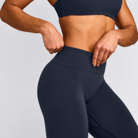 EffortlessLift™ Seamless Mid Rise Leggings with Gray Logo | True Blue