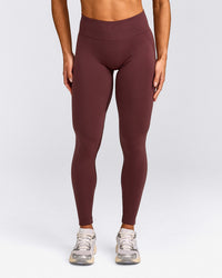 EffortlessLift™ Seamless Mid Rise Leggings with Gray Logo | Velvet Mocha