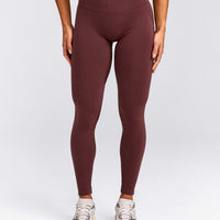 EffortlessLift™ Seamless Mid Rise Leggings with Gray Logo | Velvet Mocha