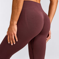 EffortlessLift™ Seamless Mid Rise Leggings with Gray Logo | Velvet Mocha