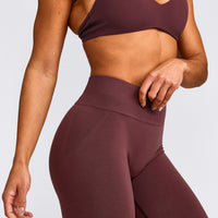 EffortlessLift™ Seamless Mid Rise Leggings with Gray Logo | Velvet Mocha