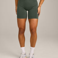 EffortlessLift™ Seamless Mid Rise Shorts with Grey Logo | Dark Khaki