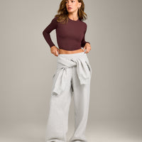 Mellow™ Motion Crew Neck Long Sleeve Mid Top | Light Velvet Mocha