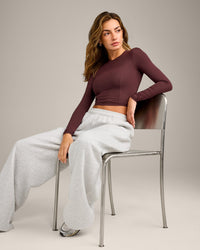 Mellow™ Motion Crew Neck Long Sleeve Mid Top | Light Velvet Mocha