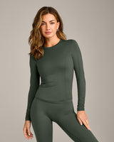 Mellow™ Motion Crew Neck Long Sleeve Top | Dark Khaki