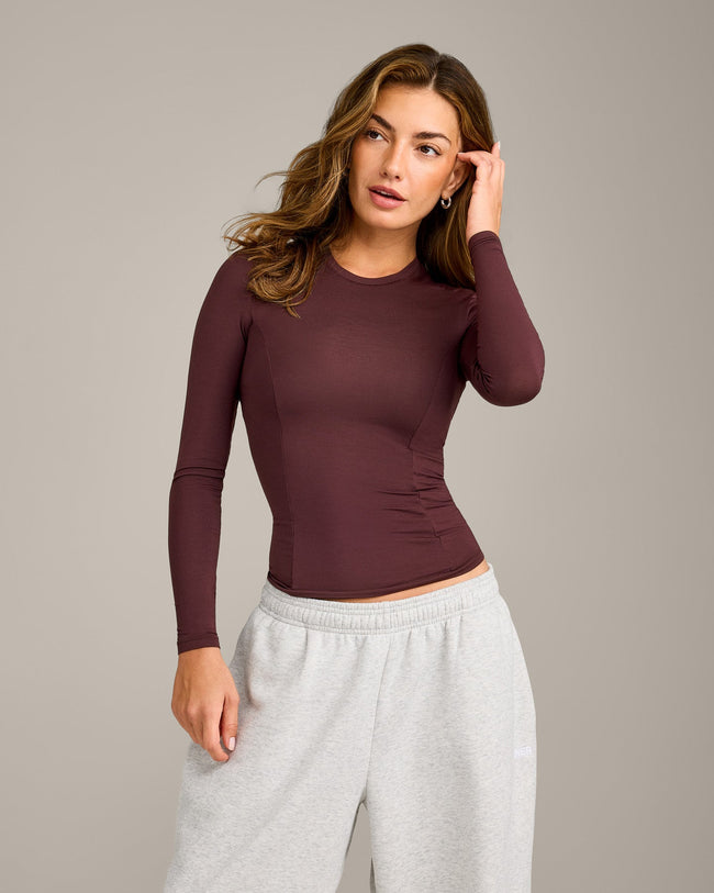 Mellow™ Motion Crew Neck Long Sleeve Top | Light Velvet Mocha