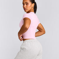 Mellow™ Motion Crew Neck Mid Top | Chalk Pink