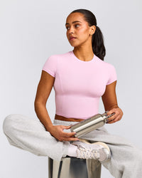 Mellow™ Motion Crew Neck Mid Top | Chalk Pink