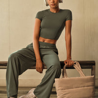 Mellow™ Motion Crew Neck Mid Top | Dark Khaki