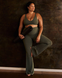 SoftMotion™ Flared Bottoms with Grey Logo | Dark Khaki