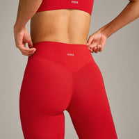SoftMotion™ High Waisted Leggings with Grey Logo | Fiery Red