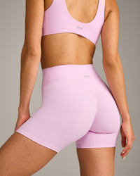 SoftMotion™ High Waisted Shorts 6" with Grey Logo | Chalk Pink
