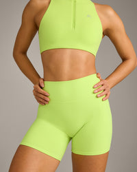SoftMotion™ High Waisted Shorts 6" with Grey Logo | Citrus Green