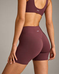 SoftMotion™ High Waisted Shorts 6" with Grey Logo | Velvet Mocha