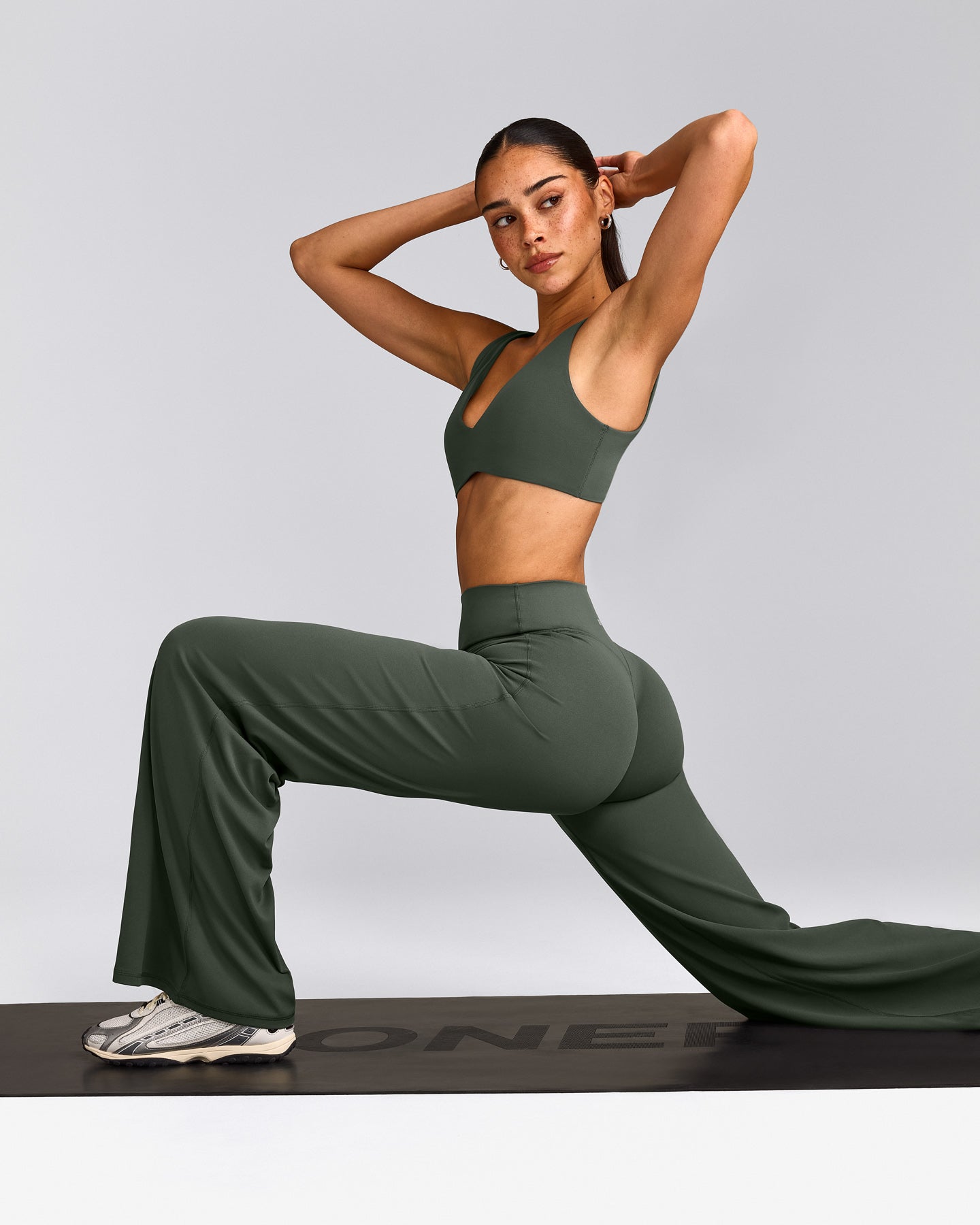 SoftMotion™ Straight Leg Bottoms with Grey Logo | Dark Khaki