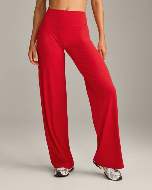 SoftMotion™ Straight Leg Bottoms with Grey Logo | Fiery Red