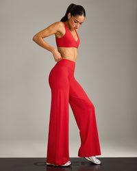 SoftMotion™ Straight Leg Bottoms with Grey Logo | Fiery Red