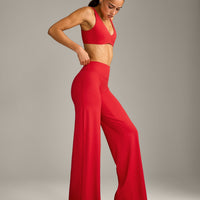 SoftMotion™ Straight Leg Bottoms with Grey Logo | Fiery Red