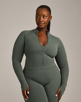 SoftMotion™ Mid Jacket with Grey Logo | Dark Khaki