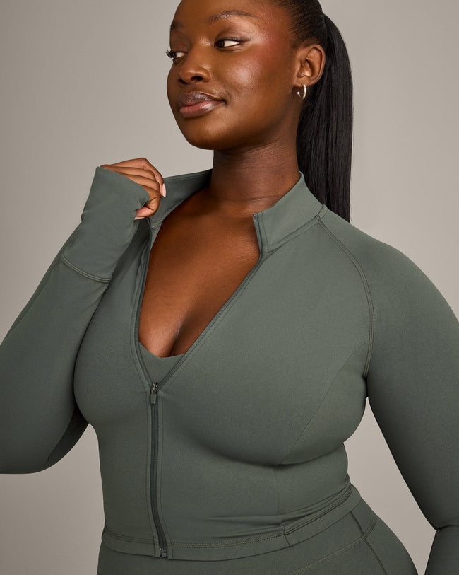 SoftMotion™ Mid Jacket with Grey Logo | Dark Khaki