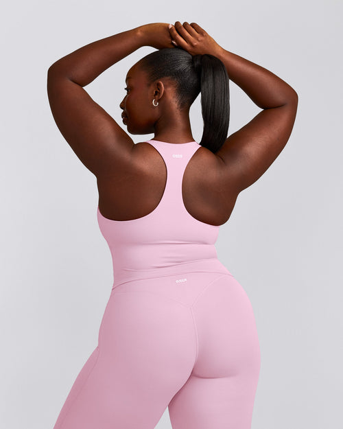 SoftMotion™ Racer Back Mid Tank Top with Built in Bra Shelf | Chalk Pink