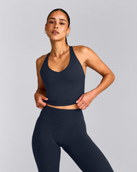 SoftMotion™ Racer Back Mid Tank Top with Built in Bra Shelf | True Blue