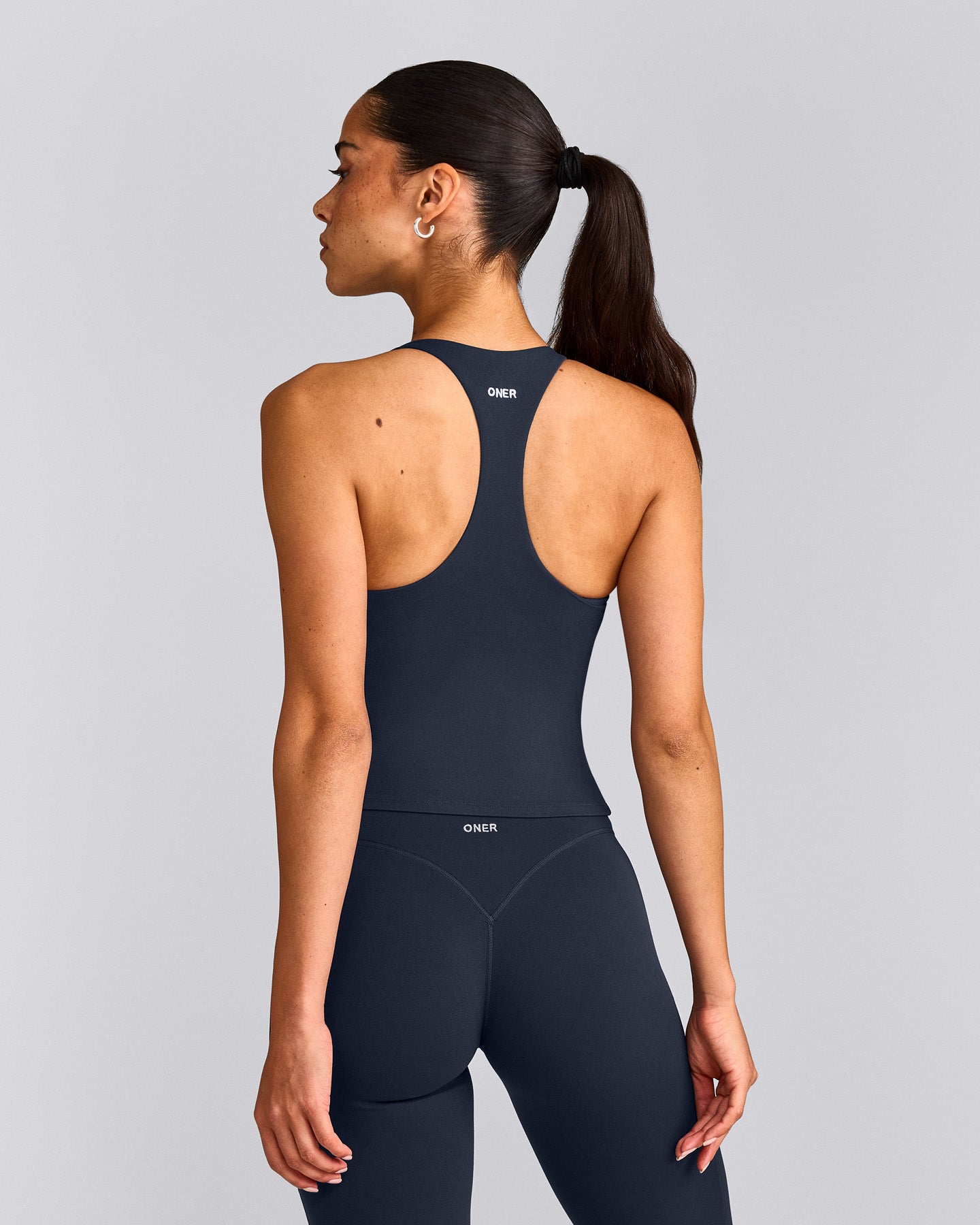 SoftMotion™ Racer Back Mid Tank Top with Built in Bra Shelf | True Blue