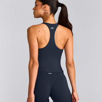 SoftMotion™ Racer Back Mid Tank Top with Built in Bra Shelf | True Blue